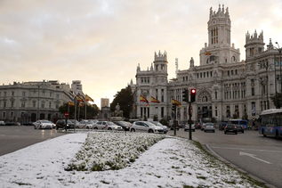 La Plaza de la Cibeles, nevada.