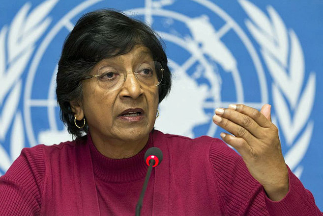 La alta comisionada de la ONU para los Derechos Humanos, Navi Pillay...