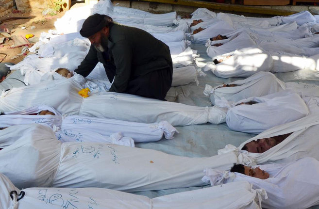 Víctimas del ataque químico en Ghouta, Siria.