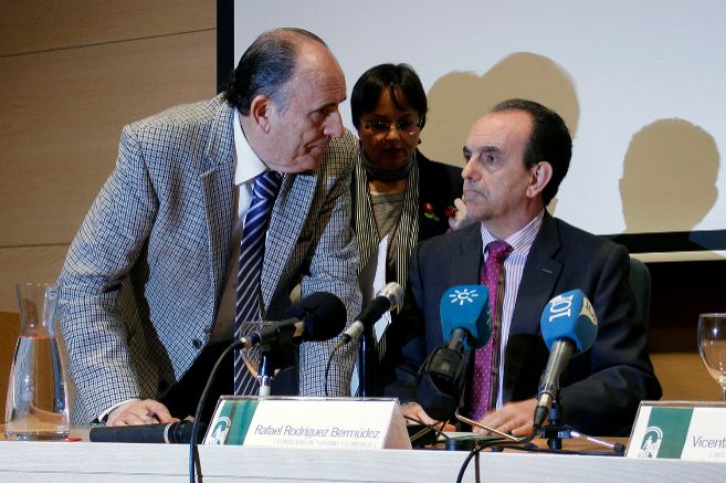 Miguel Sánchez y Rafael Rodríguez, durante la reunión en...