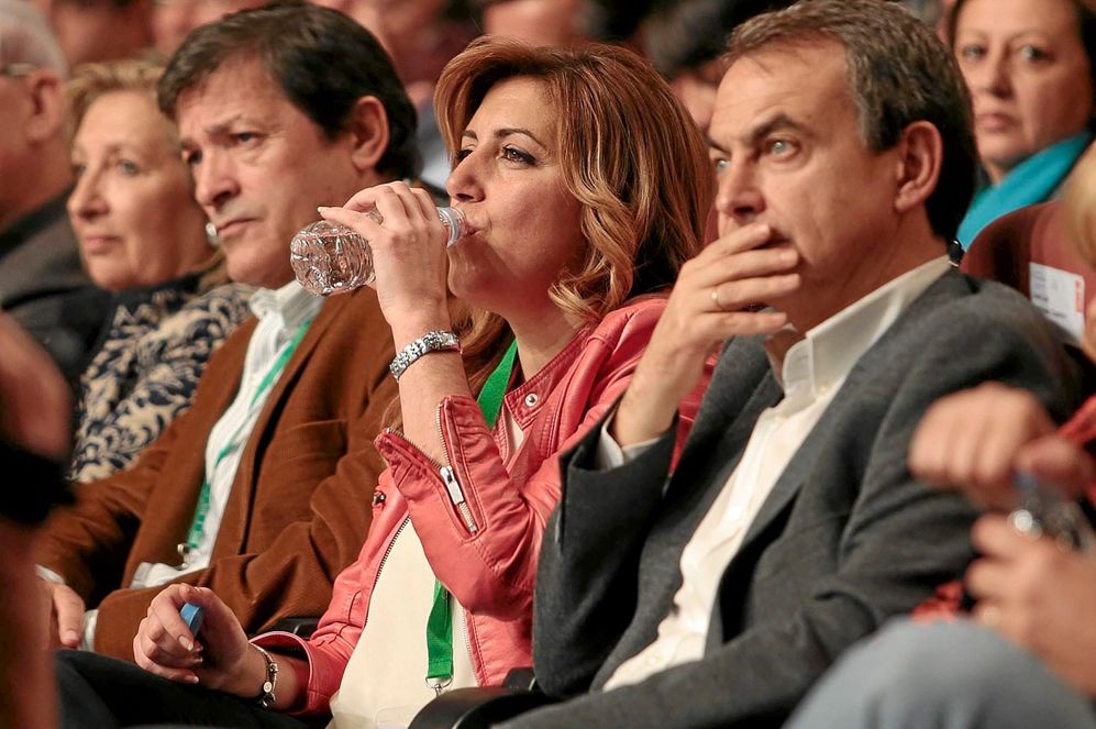 Susana Daz, junto a Jos Luis Rodrguez Zapatero, en el congreso...