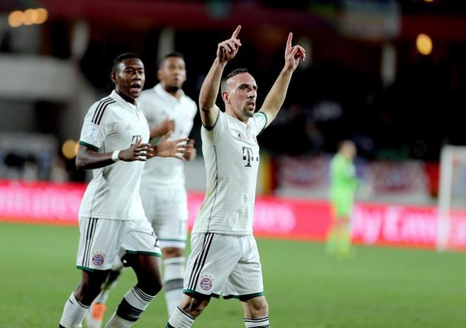 Franck Ribery celebra su gol ante el Guangzhou.