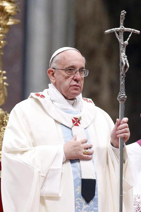 El papa Francisco oficia la misa en el día de la Jornada Mundial de...