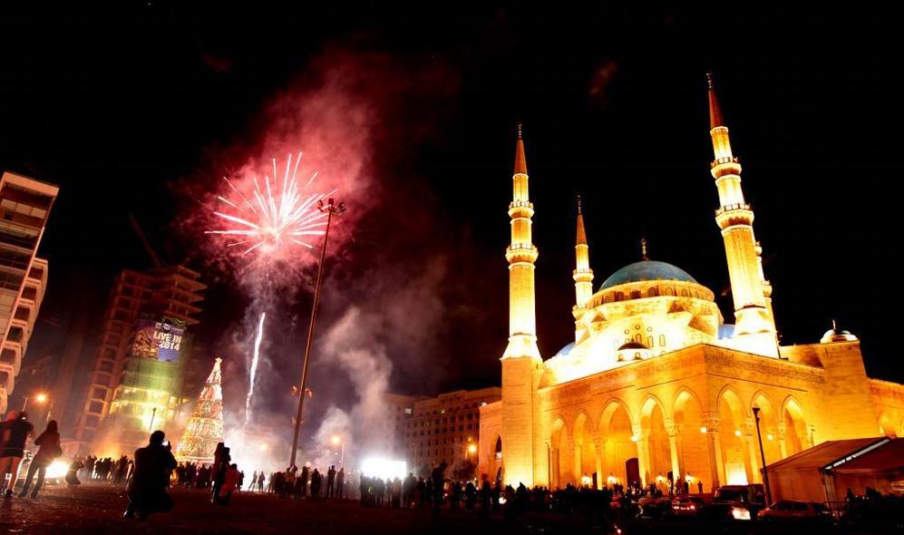 TOPSHOTS Fireworks light up the sky in down town Beirut close to the...