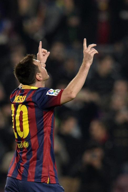Messi celebra uno de sus dos tantos ante el Getafe.