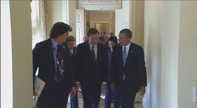 Mariano Rajoy y Barack Obama charlan durante la cumbre del G-20 en San...