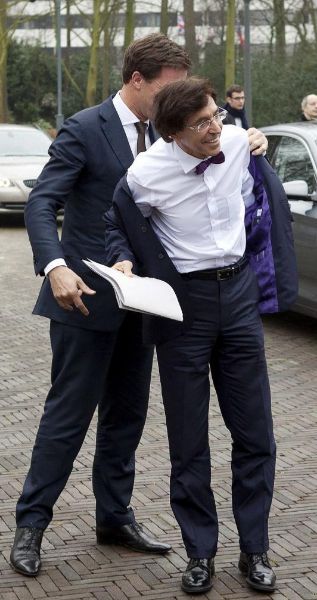 El primer ministro holands, Mark Rutter, y su homlogo belga, Elio...