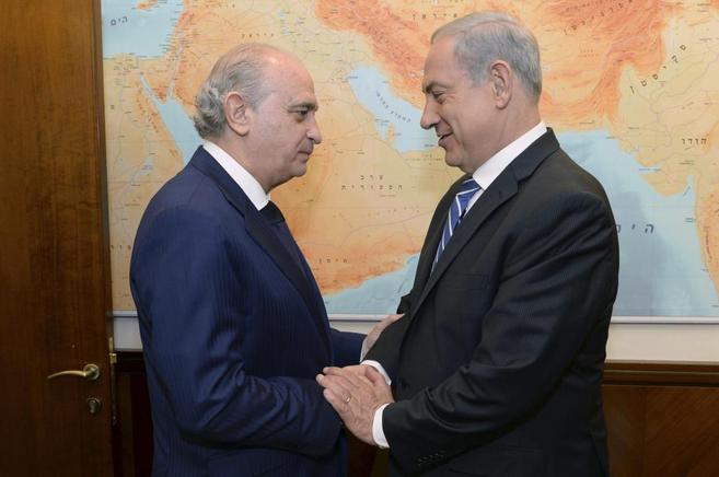 Jorge Fernández y Benjamin Netanyahu, durante su encuentro en...