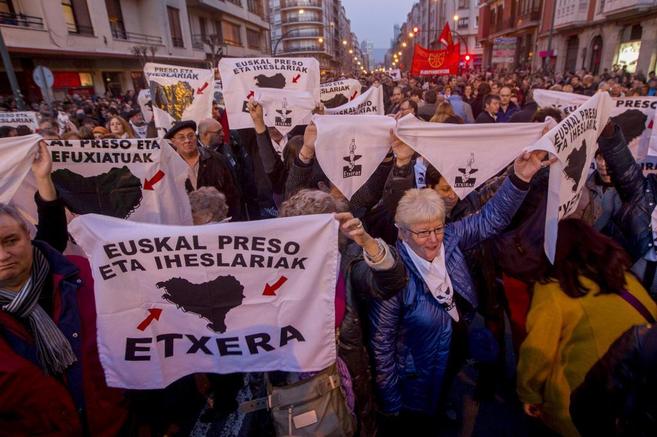 Manifestantes en la marcha del sbado en Bilbao.