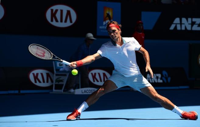 Roger Federer durante su partido ante el australiano James Duckworth.