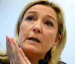 Marine Le Pen, durante la rueda de prensa en Pars.