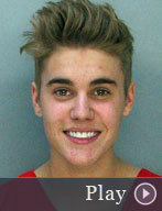 Bieber en la ficha policial.