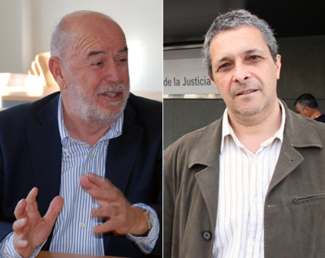 El rector, Pedro Molina, y el profesor denunciante, Jorge Lirola.