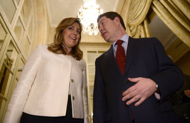 Susana Daz, y el alcalde de Toledo, Emiliano Garca-Page, en un...