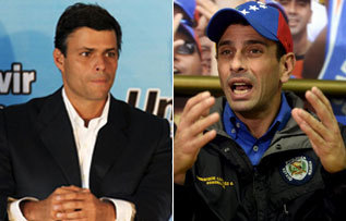 Lpez y Capriles, rivales en la oposicin. Reuters | Afp
