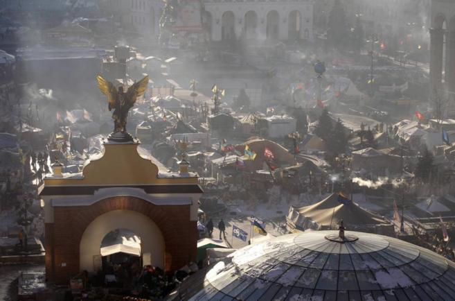 Imagen de la Plaza de la Independencia de Kiev.