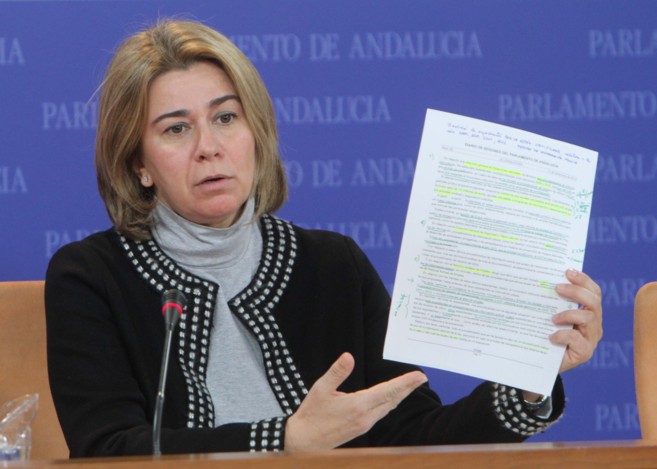 La diputada del PP Teresa Ruiz-Sillero, este martes en una rueda de...