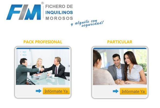 Captura de la web del Fichero de Inquilinos Moroso (FIM).