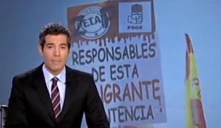 La imagen de la polmica: la pancarta en el Telediario de TVE.