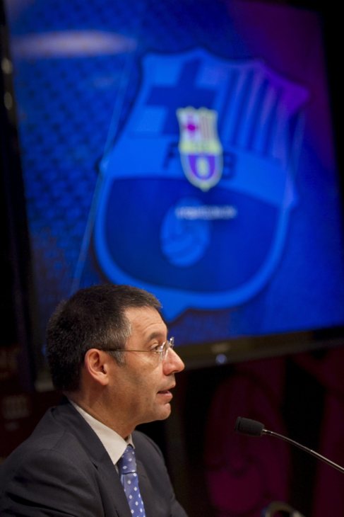 Josep Maria Bartomeu, durante su comparecencia en el Camp Nou.