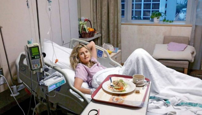 Heidi Klum en la habitacin del hospital donde permanece ignresada...