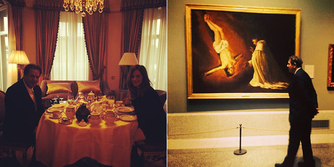 Saatchi y Woodall, desayunando, y el galerista en el Prado.