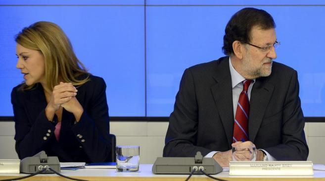 Mara Dolores de Cospedal y Mariano Rajoy durante un Comit...