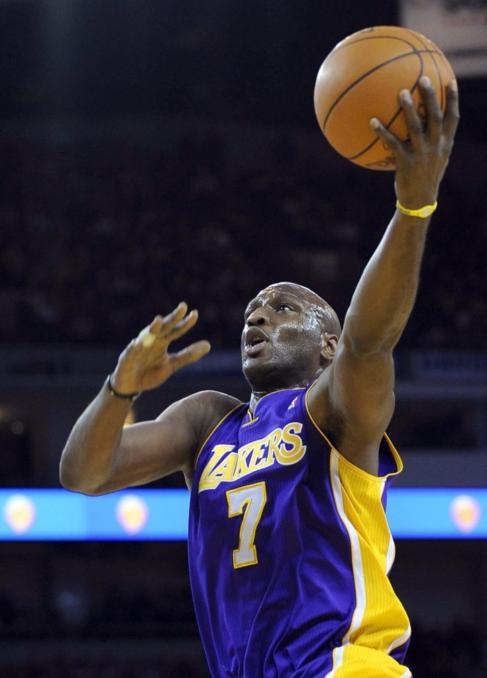 Lamar Odom, en un partido con los Lakers.