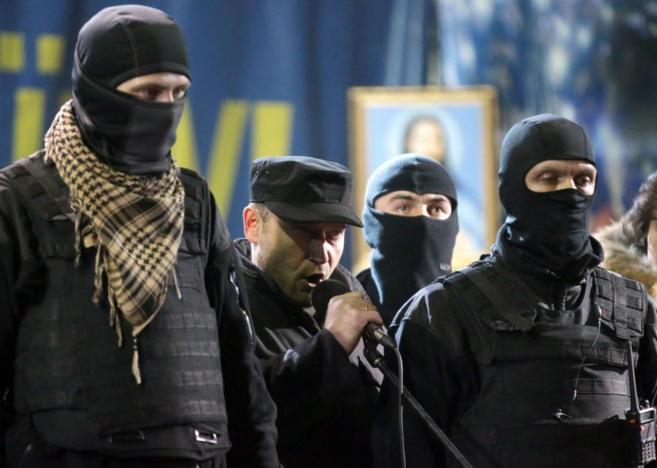 El líder del Sector de Derechas, en el centro de Kiev.