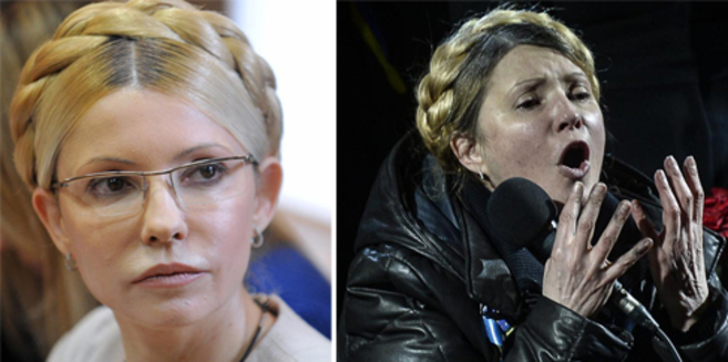 Timoshenko (izqda.), en 2011, antes de entrar en prisin, y, a la...