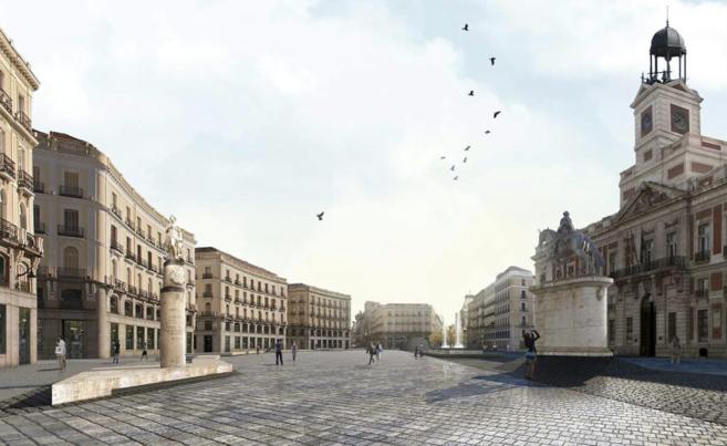 Recreacin virtual diurna de la Puerta del Sol segn la propuesta...