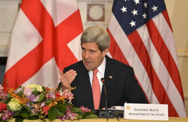 El secretario de Estado, John Kerry, en una rueda de prensa en...