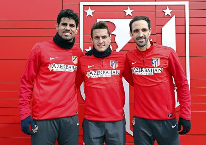 Diego Costa, Koke y Juanfran, los tres internacionales del Atltico...