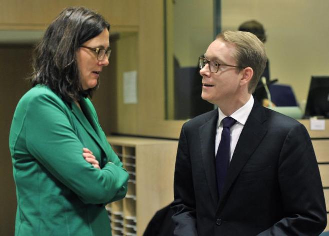 Cecilia Malmstrm, en Bruselas con el ministro sueco de Migracin y...