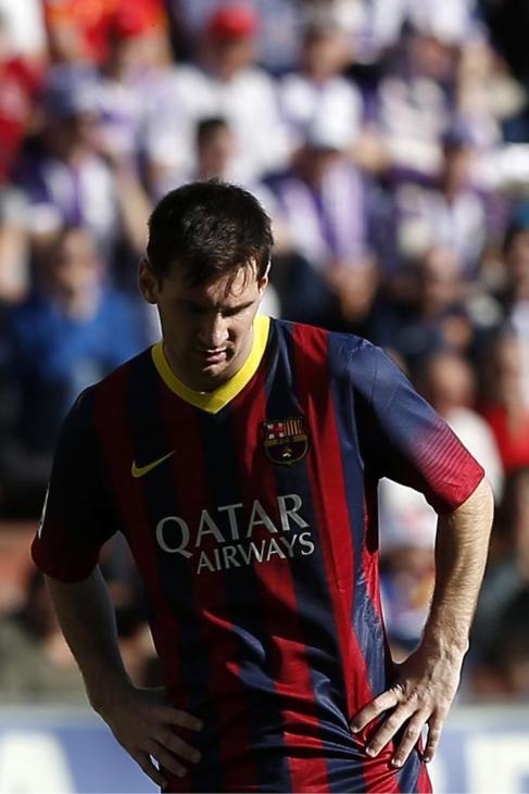 Messi, cabizbajo el pasado sbado en Valladolid.