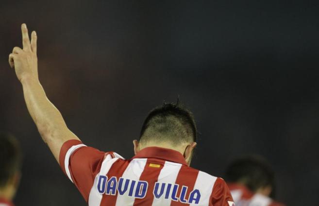 Villa celebra el segundo gol conseguido frente al Celta.