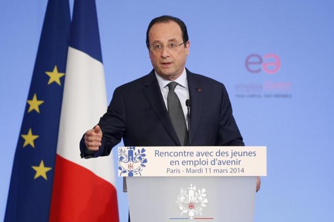 El presidente francs, Franois Hollande, dando un discurso en...