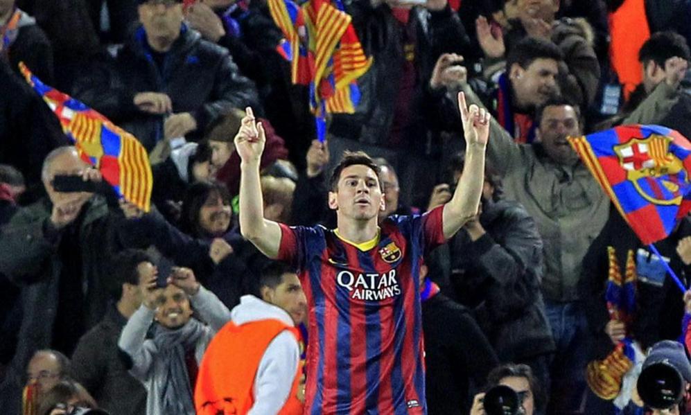 Celebracin de Messi, tras el 1-0, al inicio del segundo tiempo.