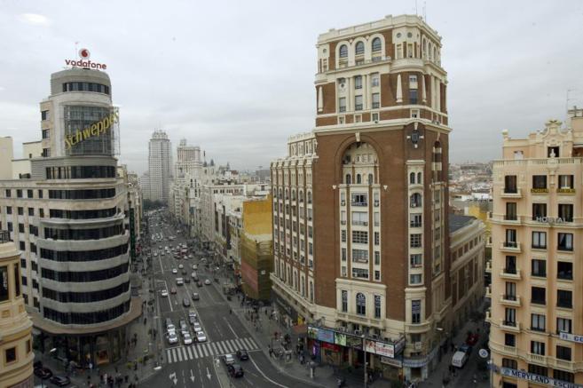 Vista panorámica de la Calle Gran Vía de Madrid.