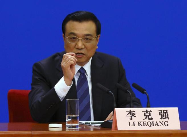 El primer ministro chino, Li Keqiang, durante la rueda de prensa en...