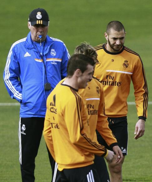 Ancelotti, en un entrenamiento del Real Madrid.