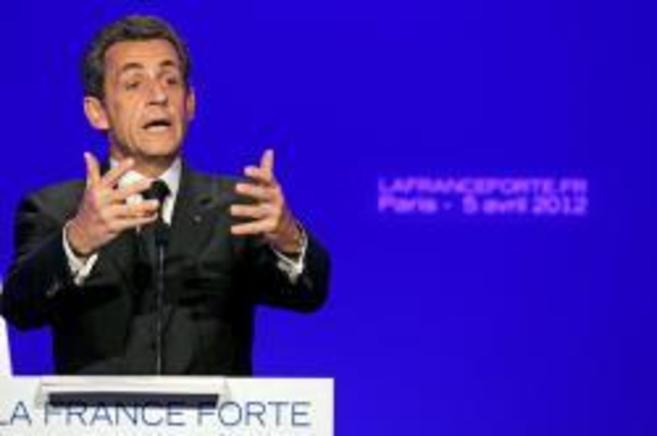 El presidente francs Nicolas Sarkozy durante un mitin en Pars.