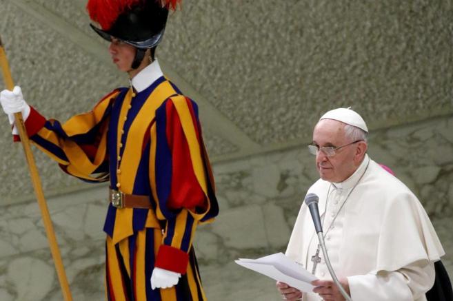 El Papa Francisco durante un encuentro con trabajadores de Terni en el...