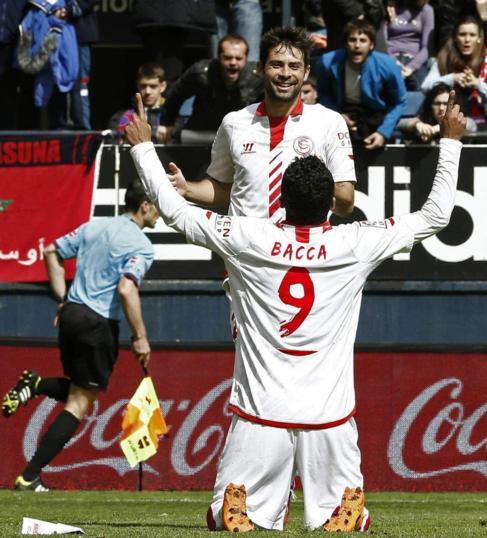Bacca celebra el segundo gol del Sevilla.