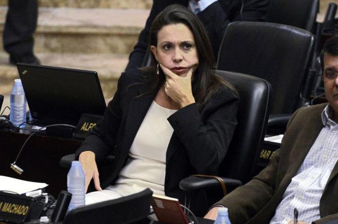 La diputada opositora, Mara Corina Machado, en el parlamento en...