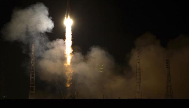 Despegue de la nave espacial Soyuz desde Kazajistn