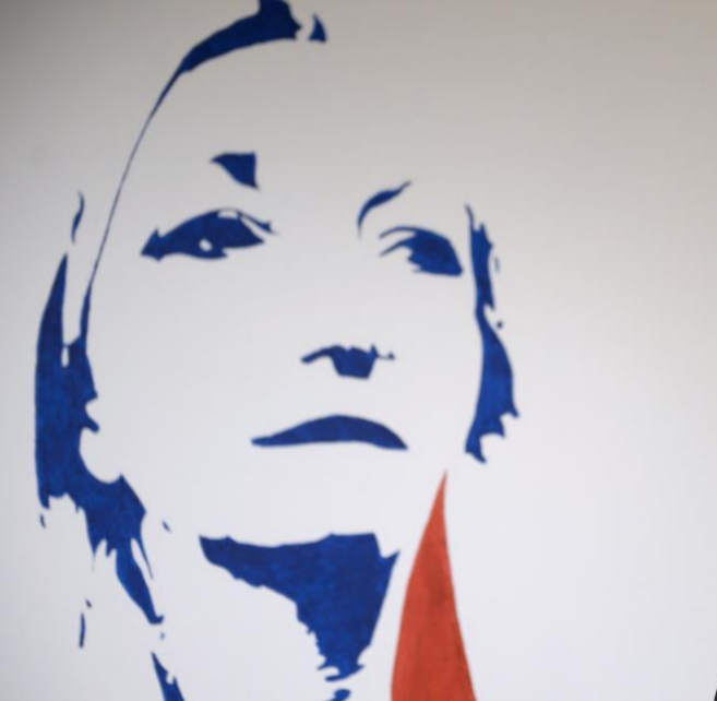Un retrato de la presidenta del Frente nacional, Marine Le Pen.