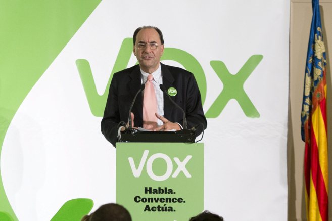 Vidal-Quadras en la presentacin del partido en Valencia.