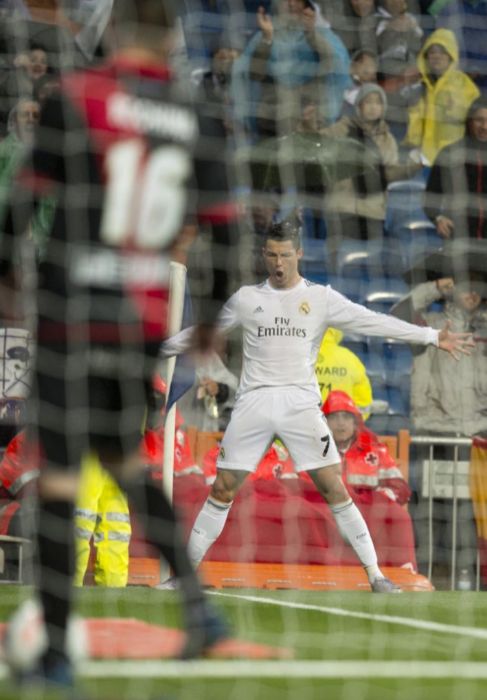 Cristiano celebra el primer gol ante el Rayo.
