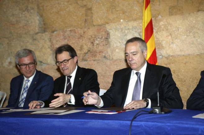Artur Mas, Pere Navarro y el alcalde de Tarragona, Josep Felix...